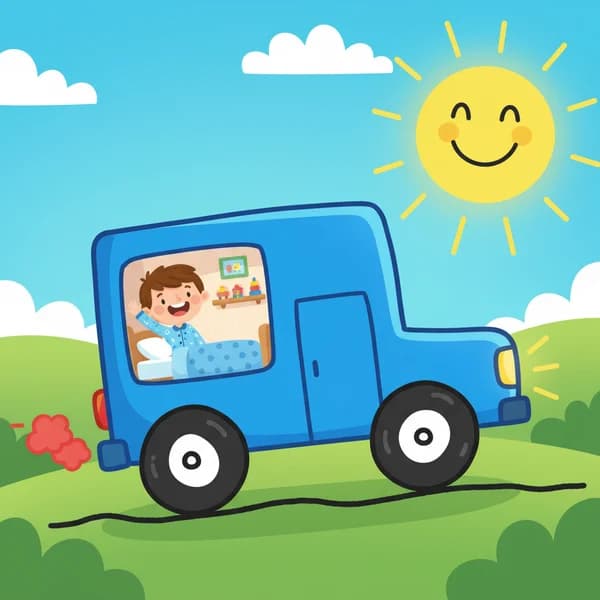 Cartoon style blue house car