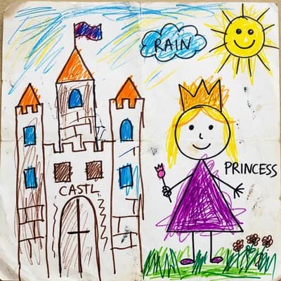 Child drawing of a princess and castle