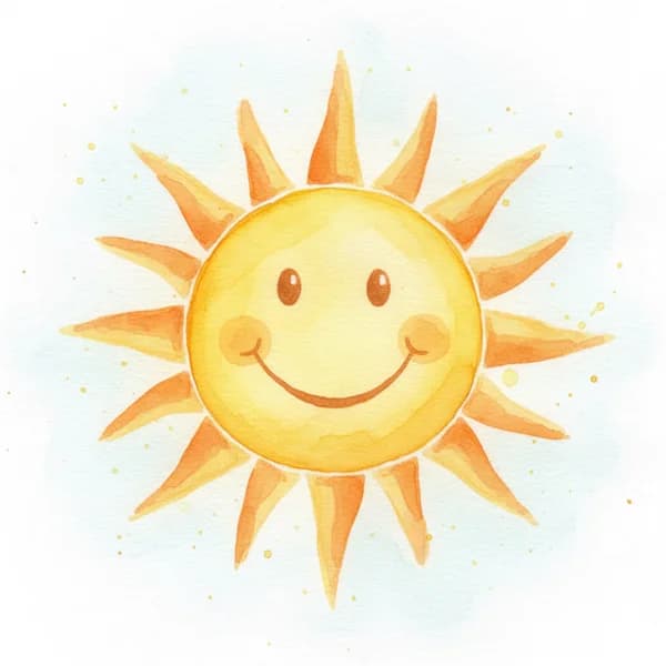 Beautiful watercolor sun